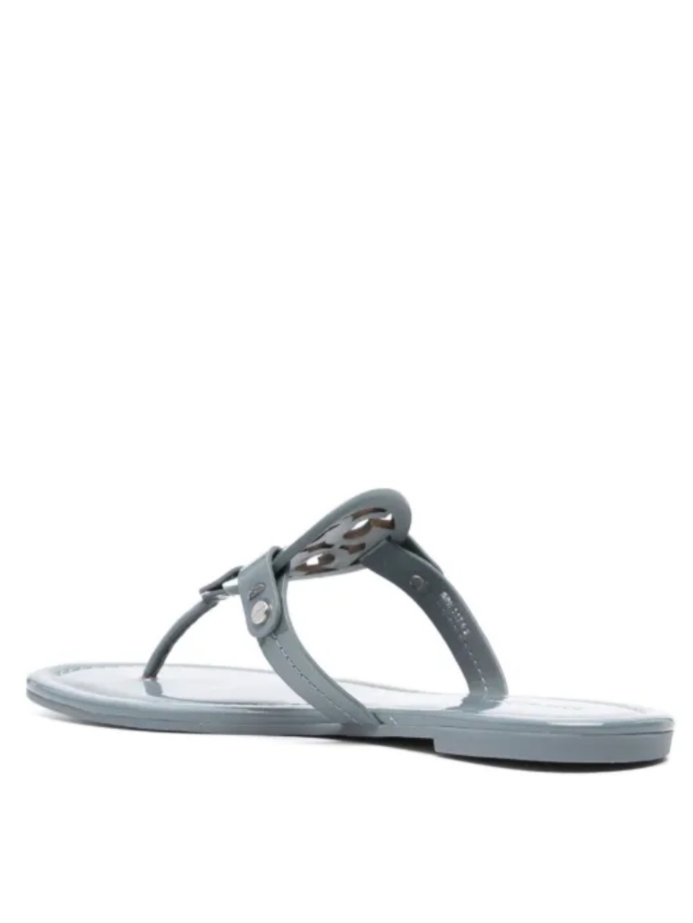 New Tory Burch Miller Patent Leather Sandals in Malta Gray Size 7.5 - Picture 10 of 12